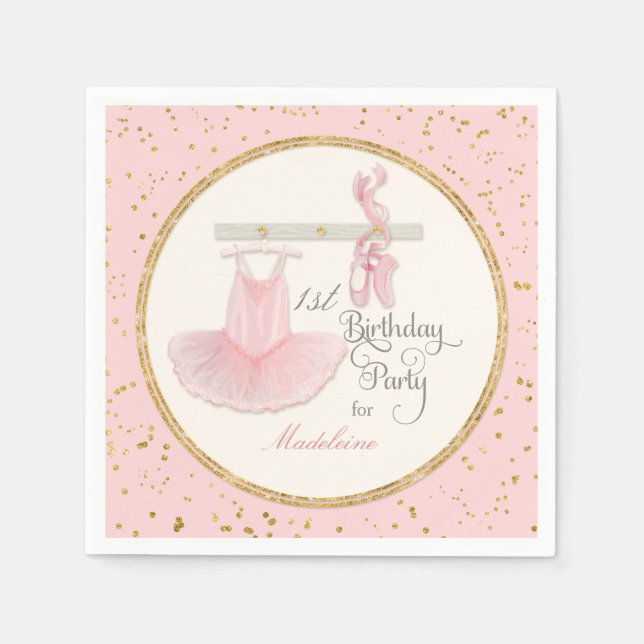 1st First Girls Birthday Party Ballerina Tutu Napkin (Front)