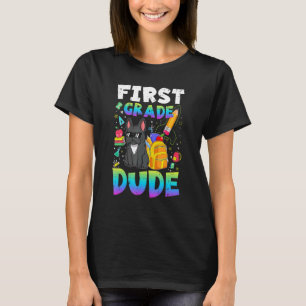 1st First Grade Dude  French Bulldog Back To Schoo T-Shirt