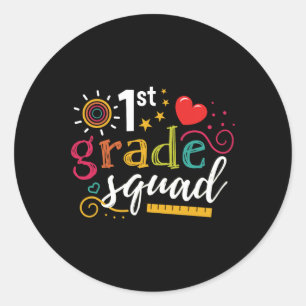 1st First Grade Squad Student Teacher Gift Back To Classic Round Sticker