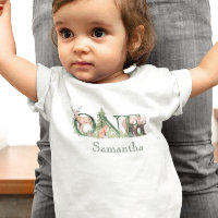 1st First One Birthday Woodland Animals Name