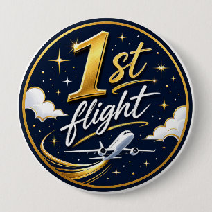 1st flight aeroplane  10 cm round badge