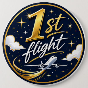 1st flight aeroplane  6 cm round badge