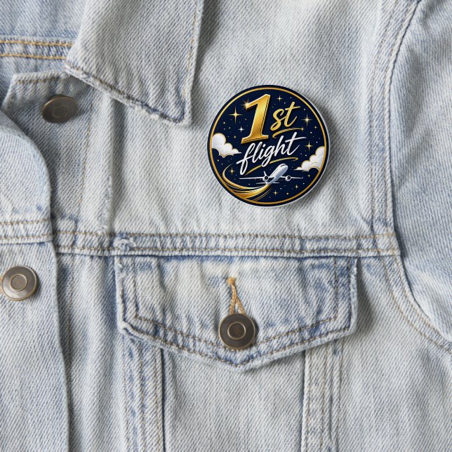 1st flight aeroplane  6 cm round badge (In Situ)
