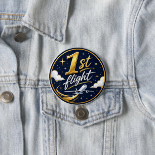 1st flight aeroplane  7.5 cm round badge