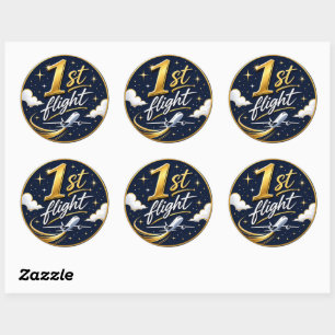 1st flight aeroplane classic round sticker