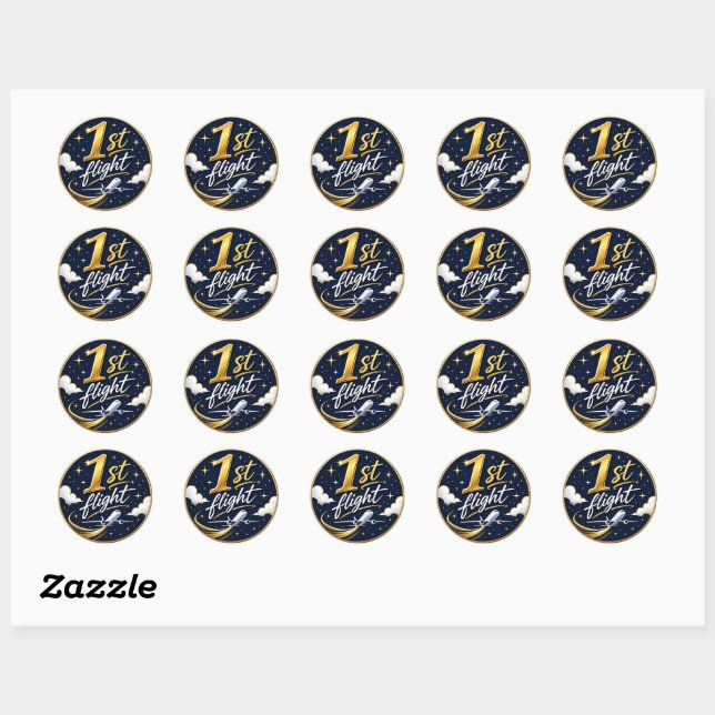 1st flight aeroplane  classic round sticker (Sheet)