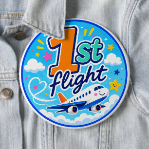 1st flight colourful aeroplane souvenir 6 cm round badge