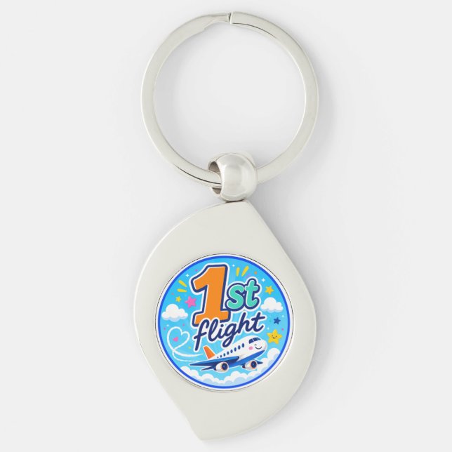 1st flight colourful aeroplane souvenir key ring (Front)
