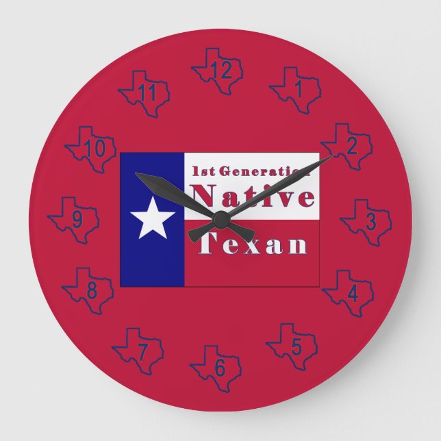 1st Generation Native Texan Flag Large Clock (Front)
