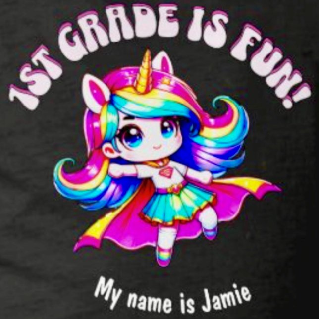 1st grade anime unicorn girl quote black pink T-Shirt (Creator Uploaded)