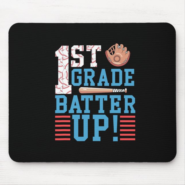 1st Grade Back To School 1st Grade Batter Up Baseb Mouse Mat (Front)