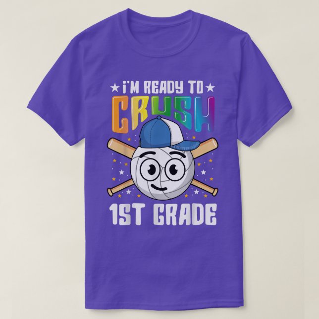 1st Grade Back To School Shirt Baseball First Day  (Design Front)