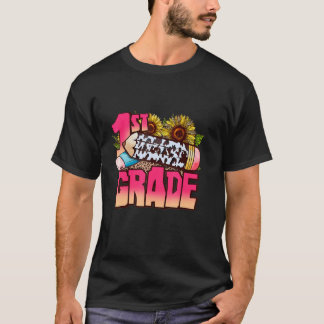 1st Grade Back To School Western Cowhide Leopard S T-Shirt