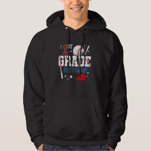 1st Grade Batter Up Back To School Baseball Player Hoodie