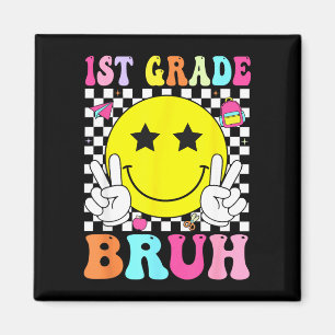 1st grade bruh retro smile face back to school magnet