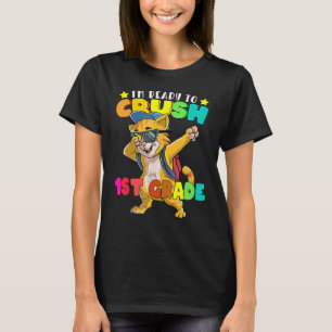 1st Grade Dabbing Cat Back To School Boys Girls T-Shirt