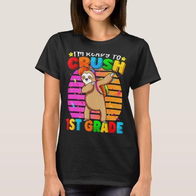 1st Grade Dabbing Sloth Back To School Backpack Gi T-Shirt (Front)