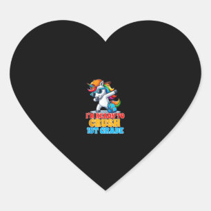 1st Grade Dabbing Unicorn I'm Ready To Crush First Heart Sticker