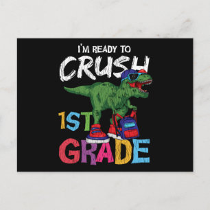 1st Grade Dinosaur Back to School Student Gift  Postcard