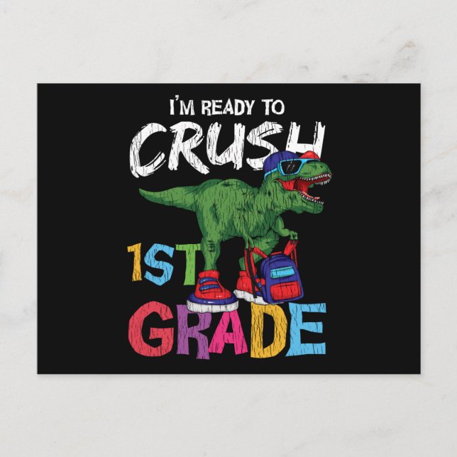 1st Grade Dinosaur Back to School Student Gift  Postcard (Front)