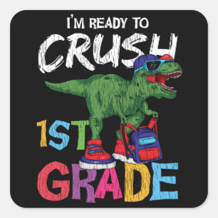 1st Grade Dinosaur Back to School Student Gift Square Sticker