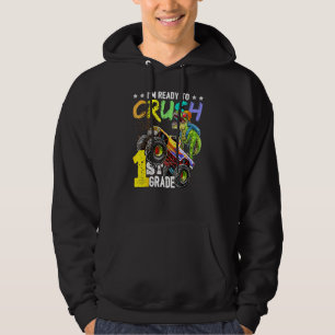 1st Grade Dinosaur Monster Truck Back To School Bo Hoodie
