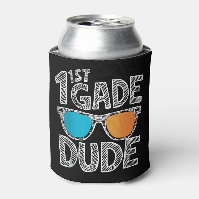 1st Grade Dude Back To School First Grade Student Can Cooler (Can Front)