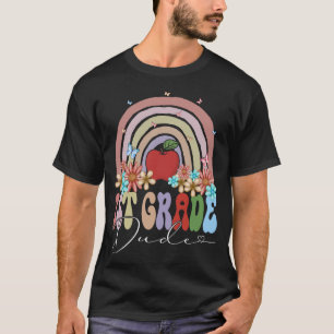 1st Grade Dude Back To School Rainbow Retro Groovy T-Shirt