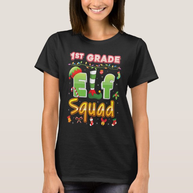 1st Grade Elf Squad Ugly Sweater Christmas First C (Front)
