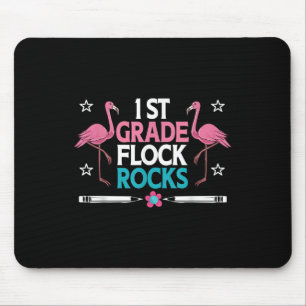 1st Grade Flock Rocks Flamingo Teacher Student Kid Mouse Mat