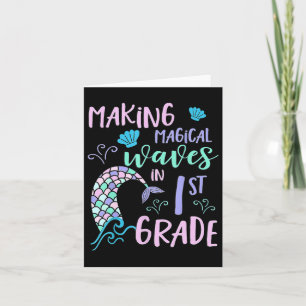1st Grade Girls Cute Mermaid Frist Day Kids Back T Card