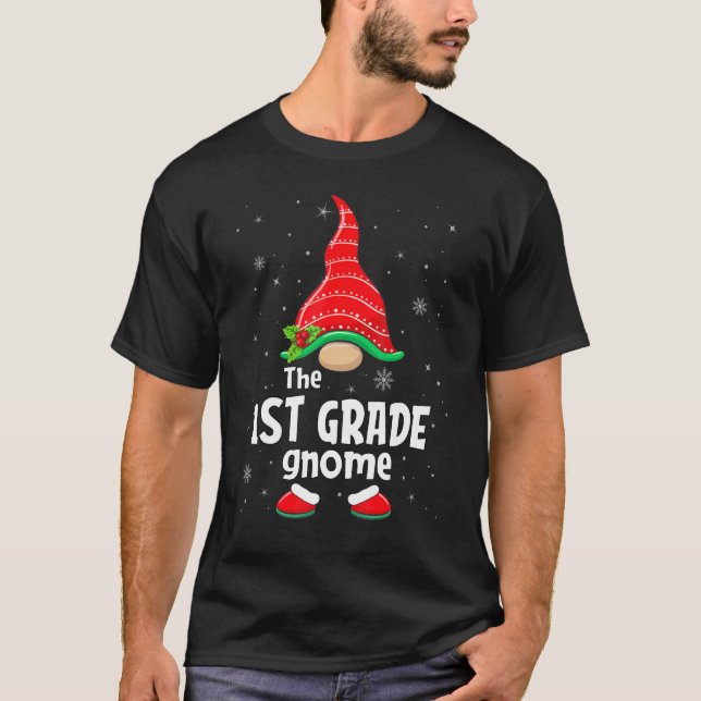 1st Grade Gnome Matching Family Group Christmas Pa T-Shirt (Front)