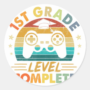 1st Grade Graduation Level Completed Gamer Graduat Classic Round Sticker