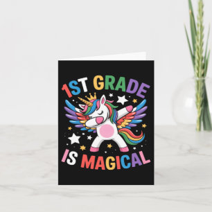 1st Grade Is Magical Unicorn Queen Dancing Dab Card