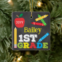 1st Grade Keepsake Chalkboard Colourful Kids Photo