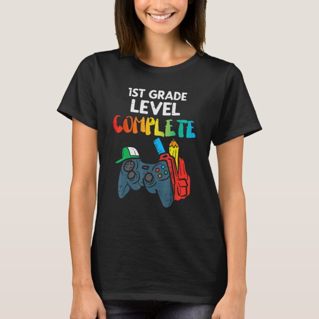 1st Grade Level Complete Gaming Boy Last Day Of Sc T-Shirt (Front)