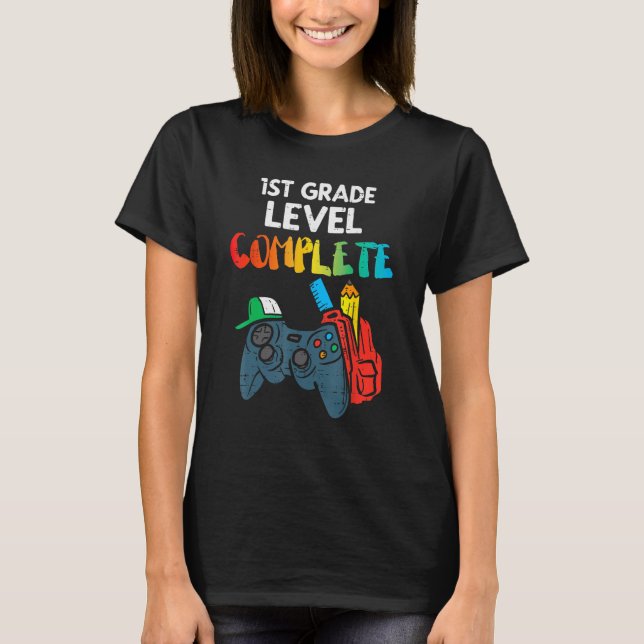 1st Grade Level Complete Gaming Boy Last Day Of Sc T-Shirt (Front)