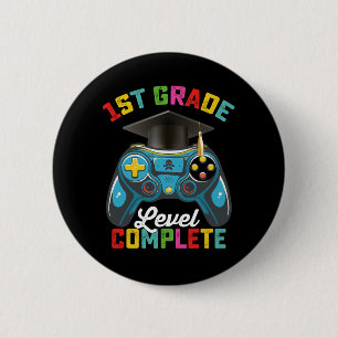 1st Grade Level Complete Graduation Gaming Gamer 6 Cm Round Badge