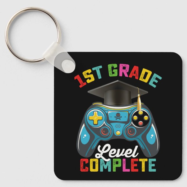 1st Grade Level Complete Graduation Gaming Gamer Key Ring (Front)