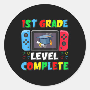 1st Grade Level Complete Last Day Of School Video Classic Round Sticker