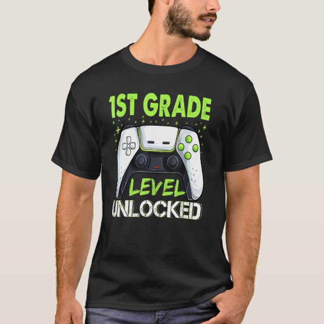1st Grade Level Unlocked Apparel Back To School Ga T-Shirt (Front)