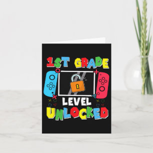 1st Grade Level Unlocked Back To School First Day  Card