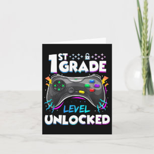 1st Grade Level Unlocked Back To School First Day  Card