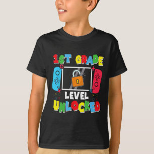 1st Grade Level Unlocked Ck To School First Day Ga T-Shirt