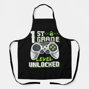 1st Grade Level Unlocked Gamer First Day Of School Apron