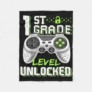 1st Grade Level Unlocked Gamer First Day Of School Fleece Blanket