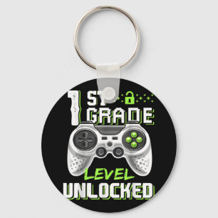 1st Grade Level Unlocked Gamer First Day Of School Key Ring