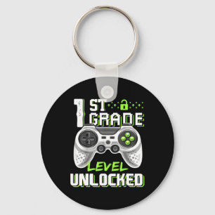 1st Grade Level Unlocked Gamer First Day Of School Key Ring
