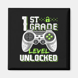 1st Grade Level Unlocked Gamer First Day Of School Magnet