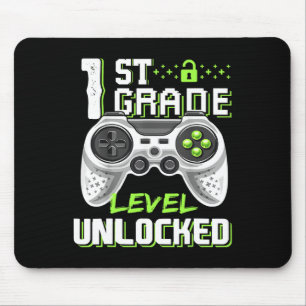 1st Grade Level Unlocked Gamer First Day Of School Mouse Mat